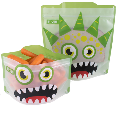 Reusable snack and sandwich bags- green monster