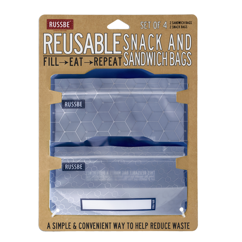 Reusable snack and sandwich bags- metallic hexagrid