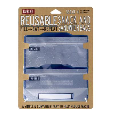 Reusable snack and sandwich bags- metallic hexagrid