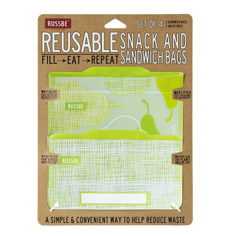 Reusable snack and sandwich bags- pear linen