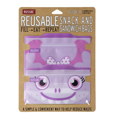 Reusable snack and sandwich bags- purple monster