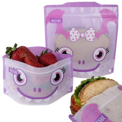 Reusable snack and sandwich bags- purple monster