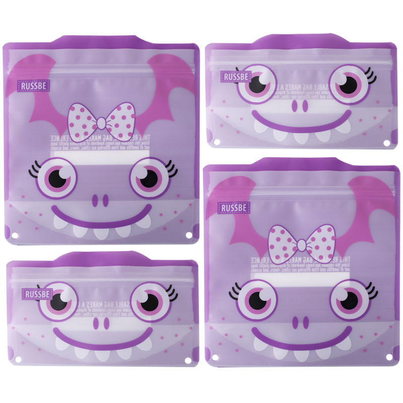 Reusable snack and sandwich bags- purple monster