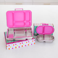 Adventure Snacks Stainless Steel 5 Compartment V2 Lunchbox & Snack Box Bundle - Flamingo Pink