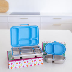 Adventure Snacks Stainless Steel 5 Compartment V2 Lunchbox & Snack Box Bundle - Ocean Blue
