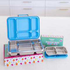 Adventure Snacks Stainless Steel 5 Compartment V2 Lunchbox & Snack Duo Bundle - Ocean Blue