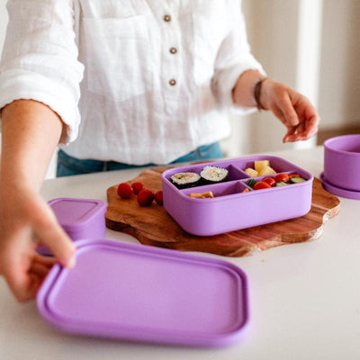 Adventure snacks 4 compartment silicone lunchbox- lilac