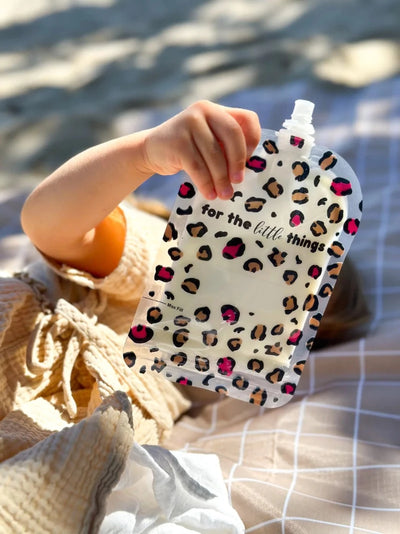 Sinchies reusable food pouches 150ml- Pink Leopard