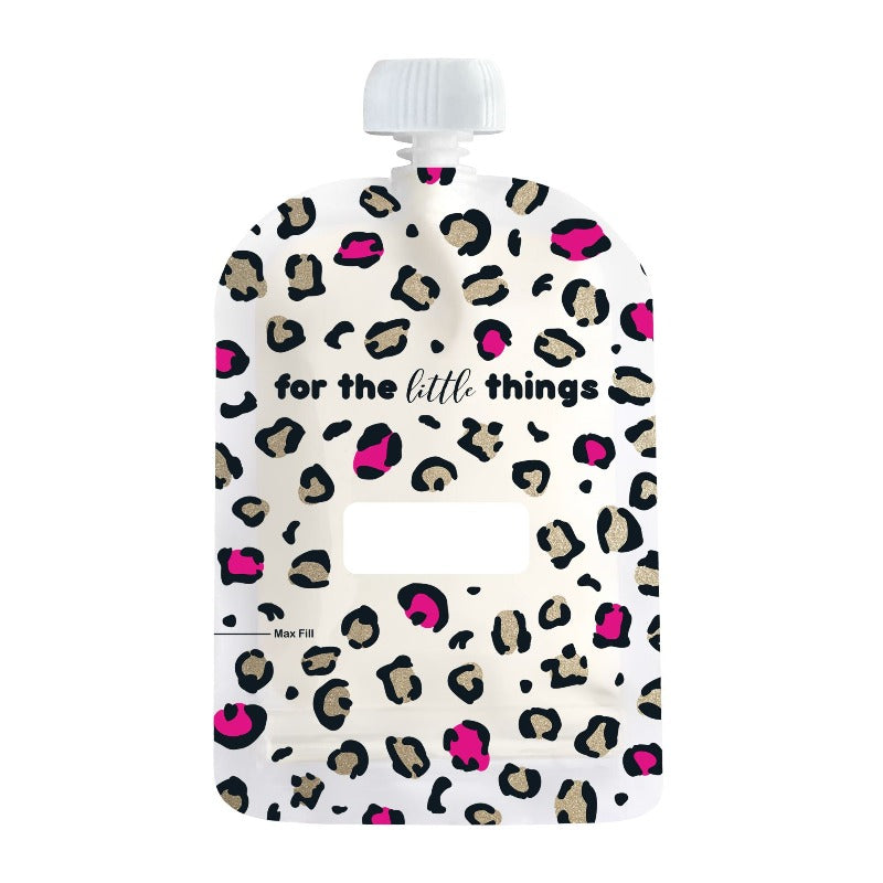 Sinchies Reusable Food Pouches- Pink Leopard