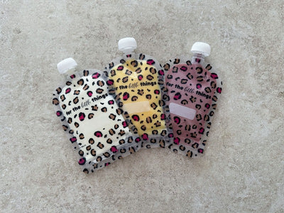 Sinchies Reusable Food Pouches- Pink Leopard