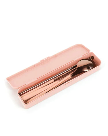 The Somewhere Co Cutlery Kit- Rose gold with blush handle