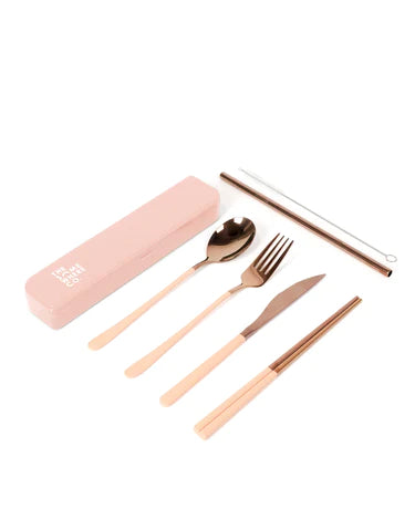 The Somewhere Co Cutlery Kit- Rose gold with blush handle