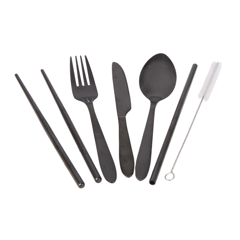 Traveller's 6 piece cutlery set- black