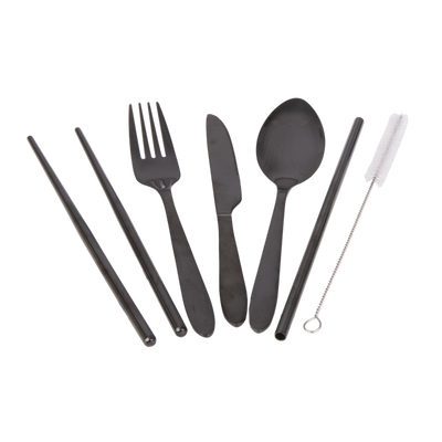 Traveller's 6 piece cutlery set- black