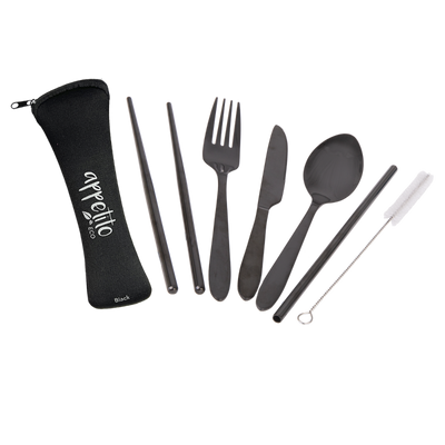 Traveller's 6 piece cutlery set- black