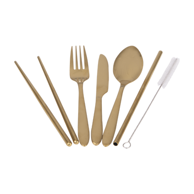 Traveller's 6 piece cutlery set- gold