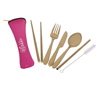 Traveller's 6 piece cutlery set- gold