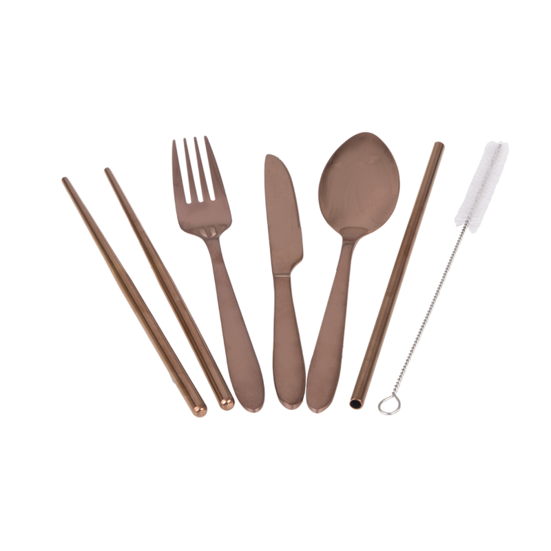 Traveller's 6 piece cutlery set- rose gold