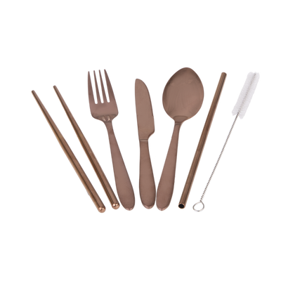 Traveller's 6 piece cutlery set- rose gold