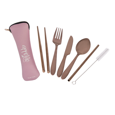 Traveller's 6 piece cutlery set- rose gold