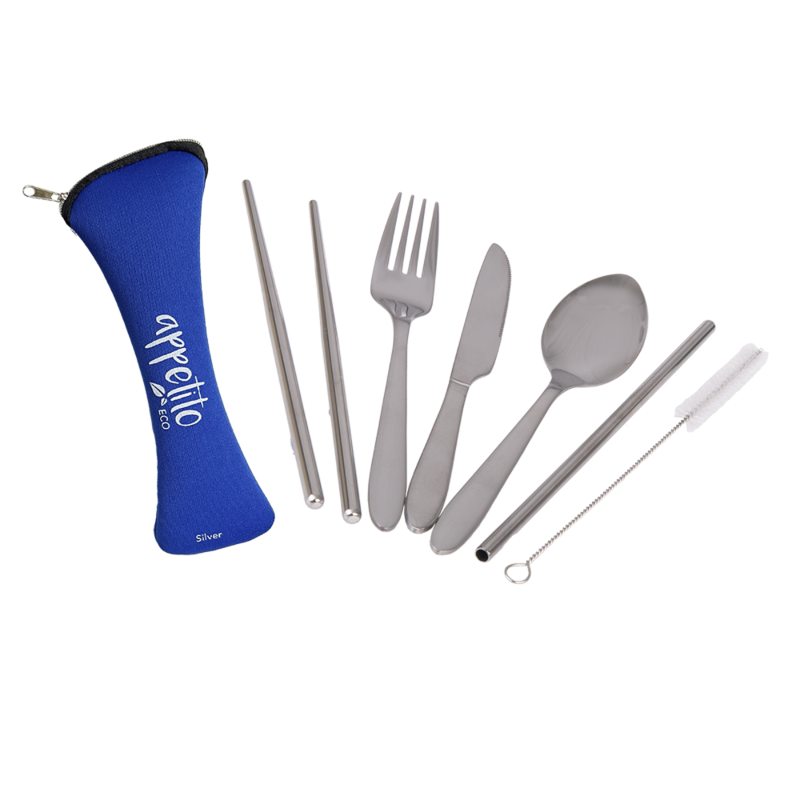 Traveller's 6 piece cutlery set- silver