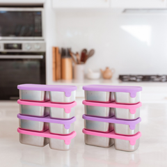 Adventure Snacks Stainless Steel Mini Snack Box - 8 Pack - Pink & Purple