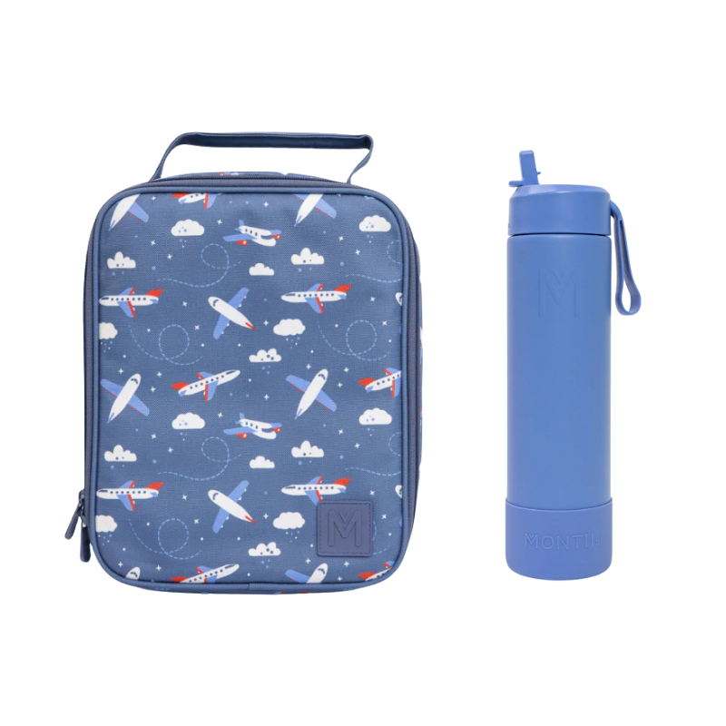 MontiiCo Lunch Bag and 700ml Bottle Bundle - Jetset