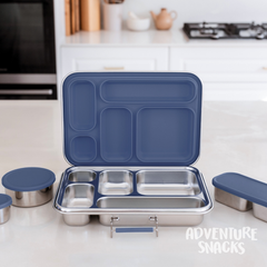 Adventure Snacks Stainless Steel 5 Compartment Starter Bundle - Royal Blue