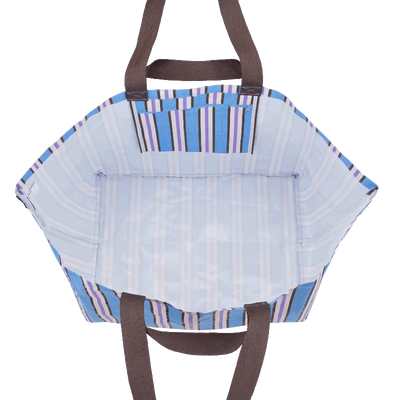 Kollab beach bag- choc blue stripe