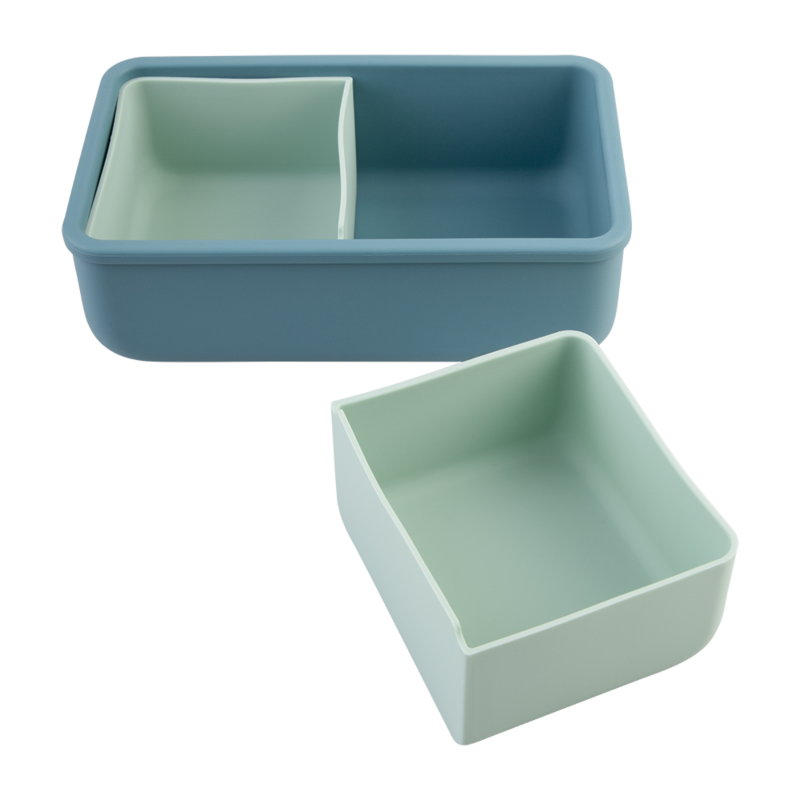 Melii silicone bento with dividers- blue & mint