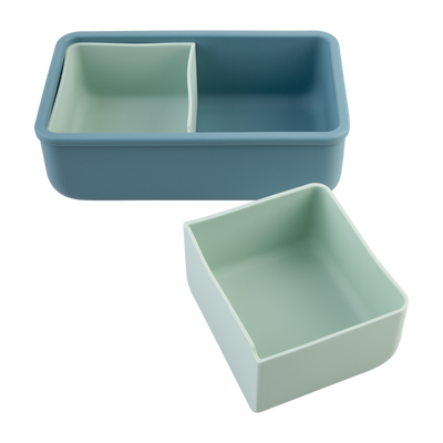 Melii silicone bento with dividers- blue & mint