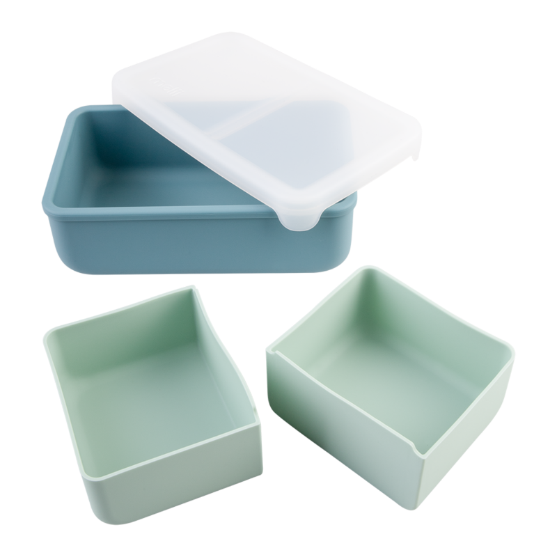 Melii silicone bento with dividers- blue & mint