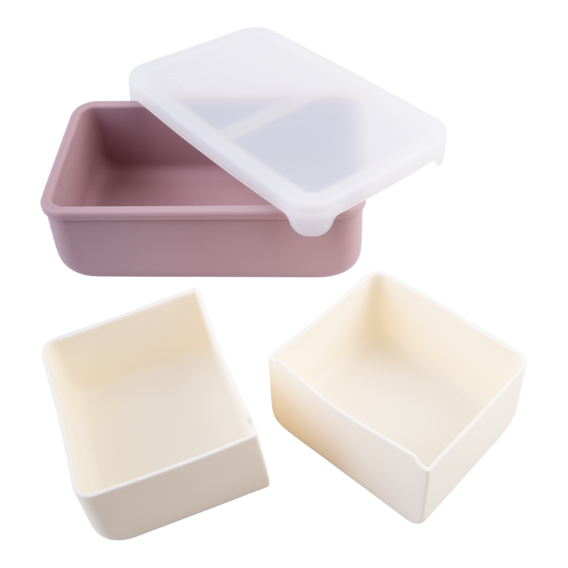 Melii silicone bento with dividers- blue & mint