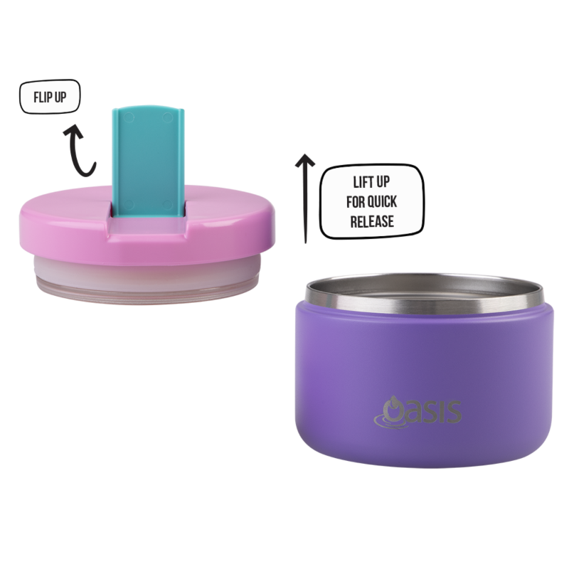 Oasis food flask 300ml -mermaid purple