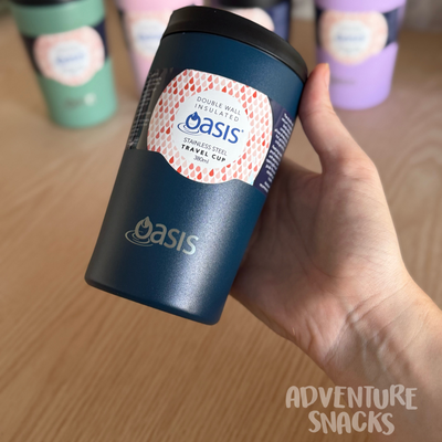 oasis travel coffee cup blue