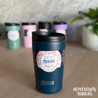oasis travel coffee cup navy blue