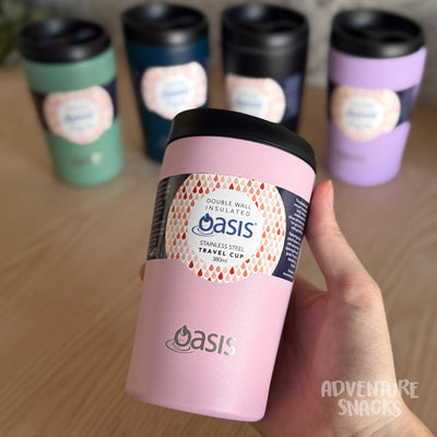 oasis travel coffee cup carnation pink