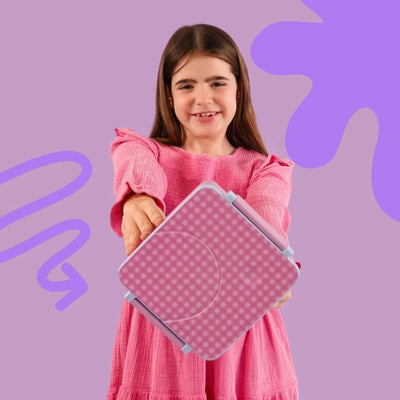 The Somewhere Co Mini Bento Lunch Box- Lilac Gingham