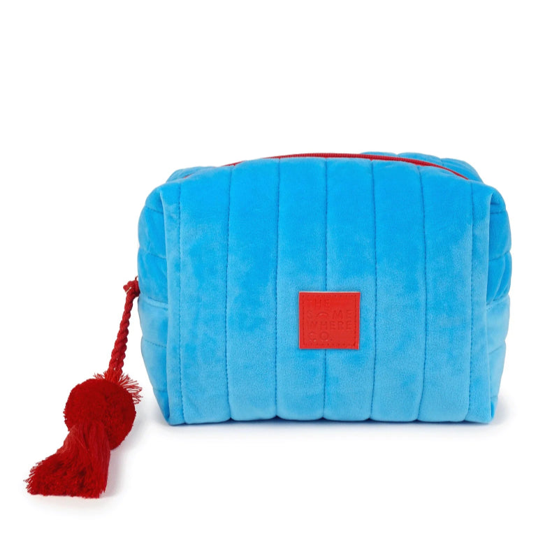 The somewhere co velvet cosmetic case- blue