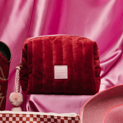 The somewhere co velvet cosmetic case- burgundy