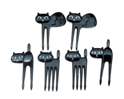 Black Cat Food Pick Forks