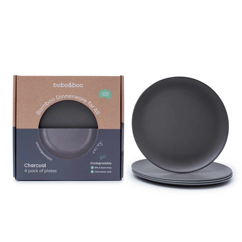 Bobo&boo Large Bamboo Plates - Charcoal Gey