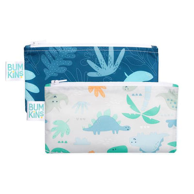 Bumkins Small Snack Bag 2 pack - Blue Tropic/Dinosaurs 