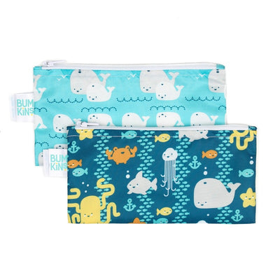 Bumkins Small Snack Bag 2 pack - Sea Friends / Whales