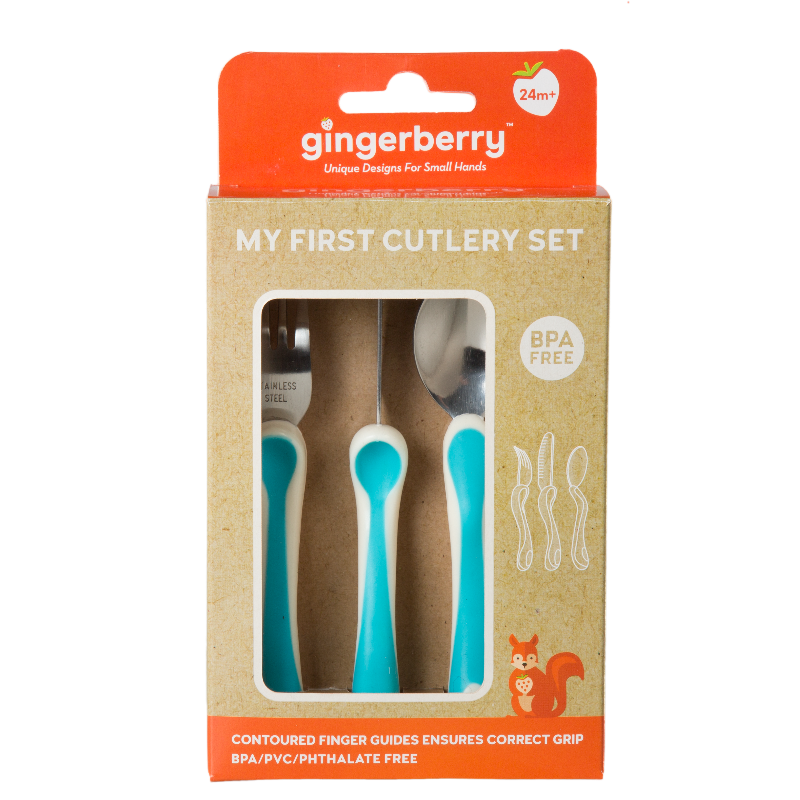 Gingerberry My First Cutlery Set Aqua