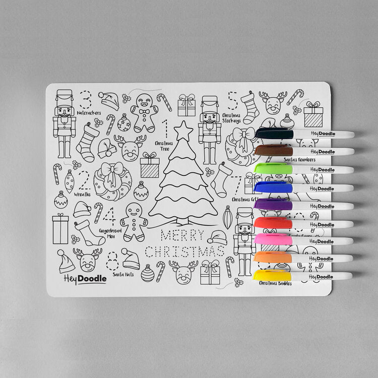 HeyDoodle Reusable Silicone Placemat  - Jingle Bells Christmas