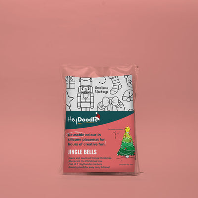 HeyDoodle Reusable Silicone Placemat  - Jingle Bells Christmas