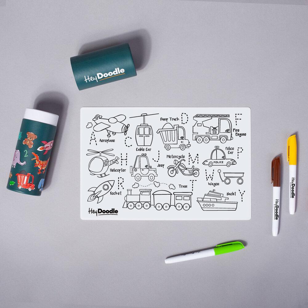 HeyDoodle Reusable Placemat - Mini Toot Toot Honk