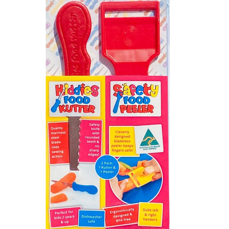 Kiddies Food Kutter & Peeler Twin Pack - Red