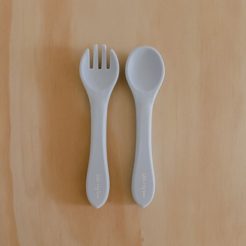 Little Ray Lane Silicone Cutlery Set Baby Blue